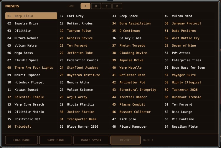 OCTAGON FLEX preset and bank management