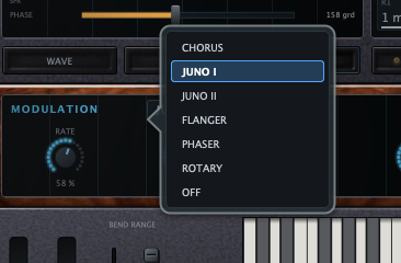 WAVEMASTER modulation effects menu